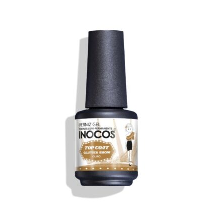 Verniz Gel Inocos Top Coat Glitter Ouro  15ml