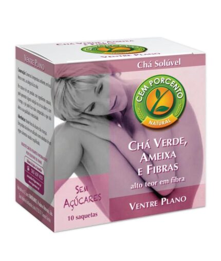 Cem Porcento Chá Solúvel Ventre Plano 10 Saquetas