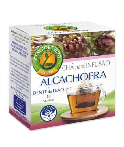 Cem Porcento Chá Infusão Alcachofra e Dente de Leão 10 Saquetas