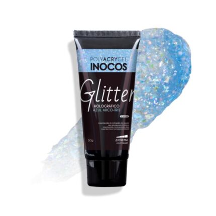 Polyacrygel Inocos Bisnaga Holográfico Azul Arco Íris 60g
