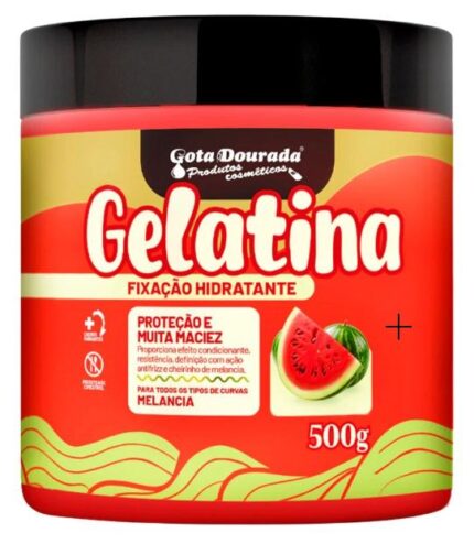 Gota Dourada Gelatina Capilar Melancia Fixação Hidratante 500g