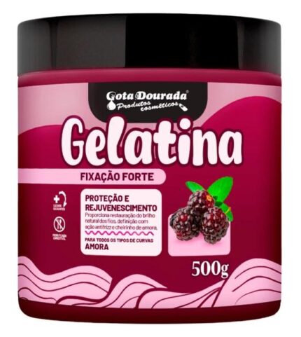 Gota Dourada Gelatina Capilar Amora Fixação Forte 500g