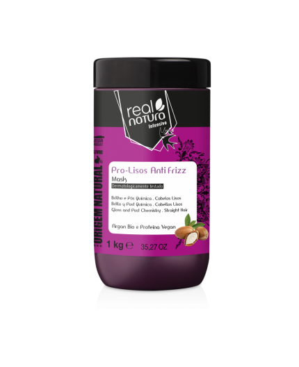 Real Natura Máscara Sem Sal Pro-Lisos Anti Frizz Argan 1kg